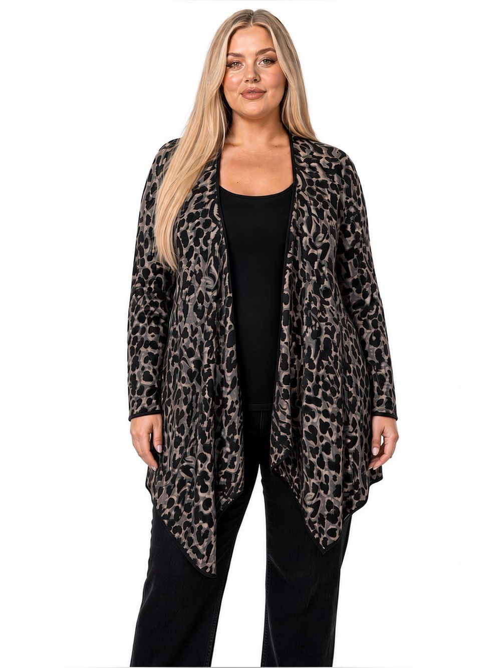Alfani Gray and Black Knit Cardigan / Cape Size 3X
